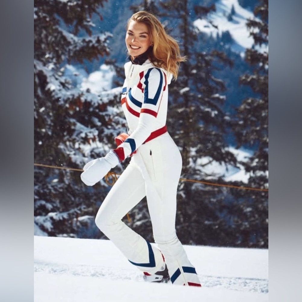 Perfect moment Tignes hooded belted striped ski suit S